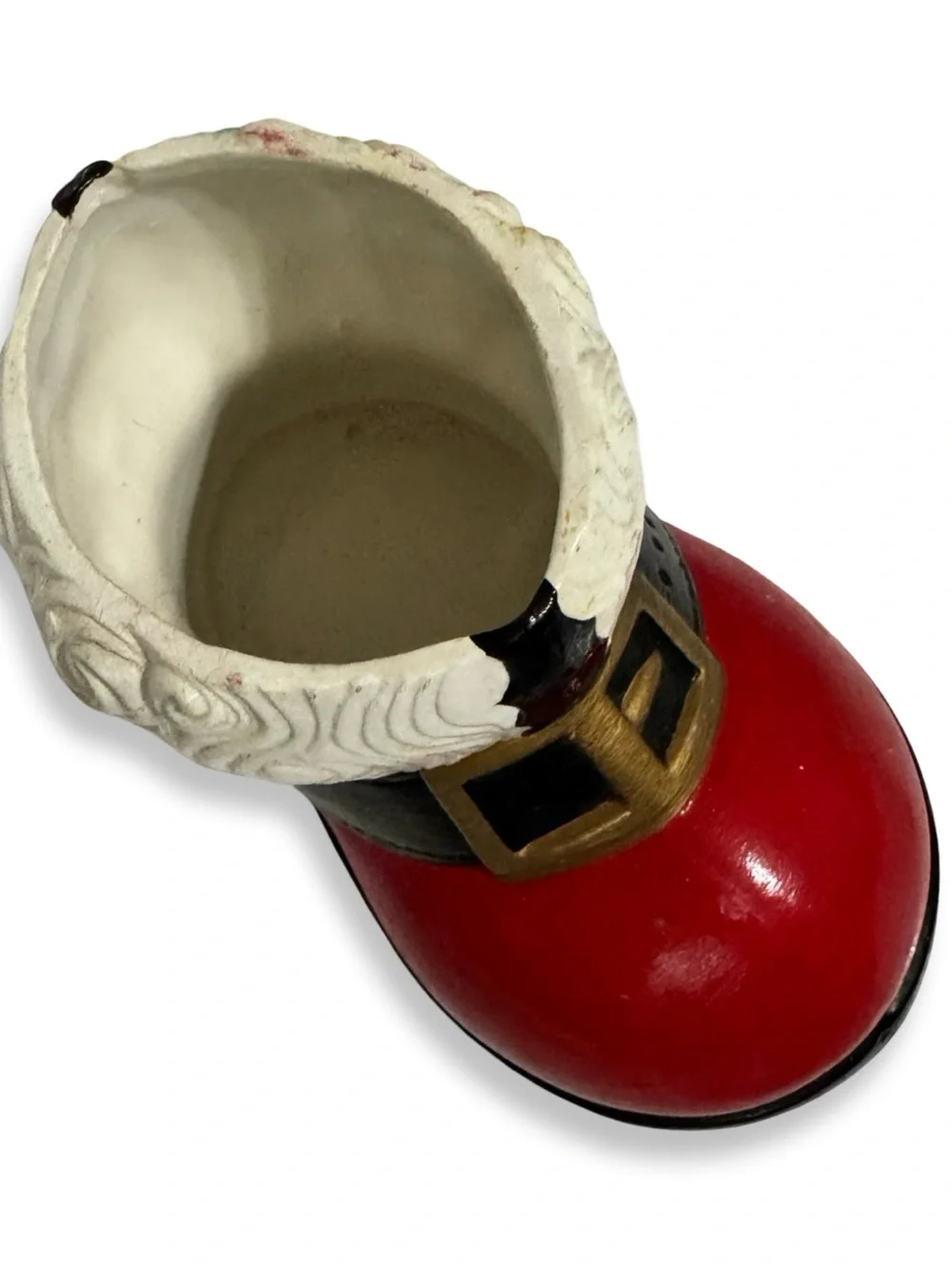 Vintage Santa Red Boot Ceramic Planter Christmas Decor